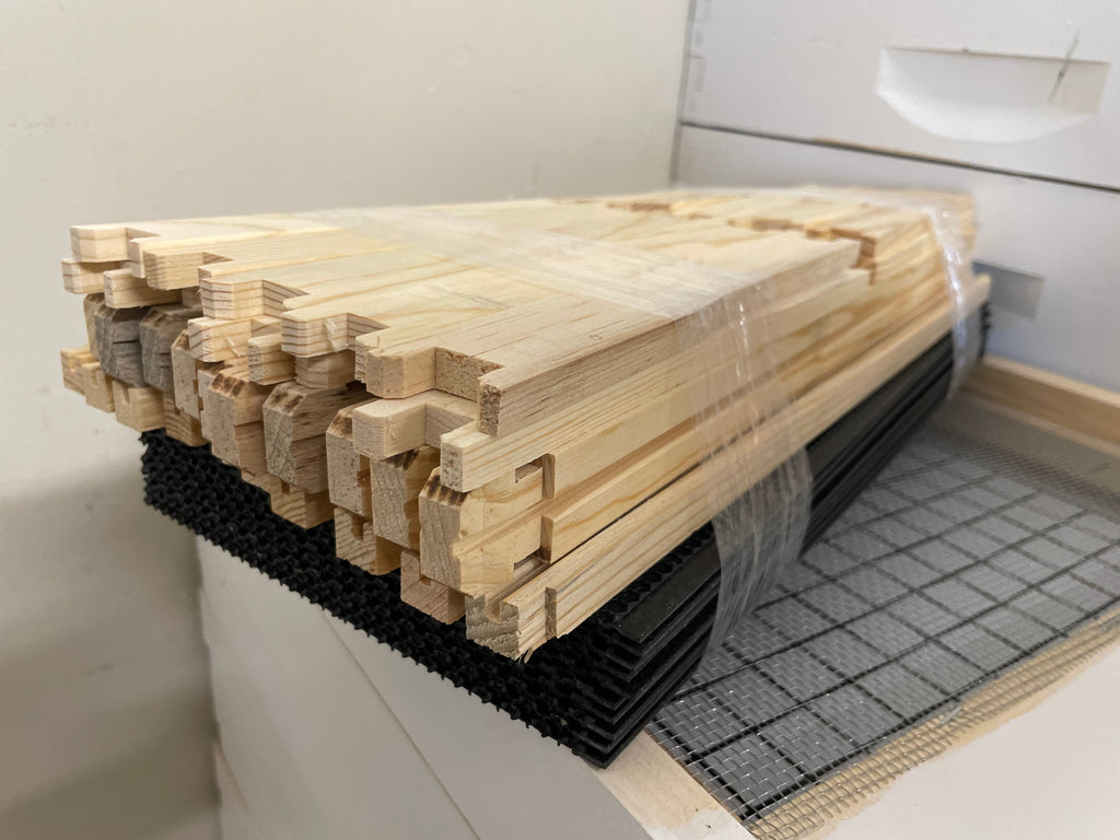 6 1/4 Unassembled Medium Frames with Foundation - 10 Pack